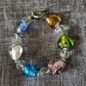 Wonderful Italian Glass Beaded Heart Bracelet
